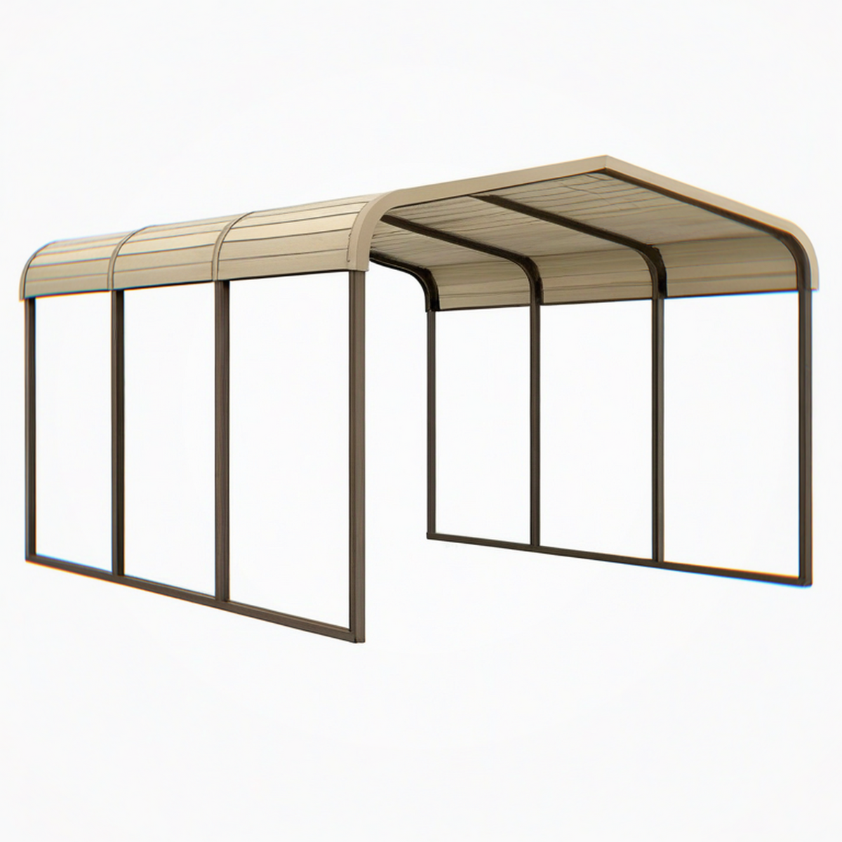 Abri voiture 500 x 300 x 240 cm en aluminium beige et marron avec toit en polycarbonate