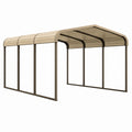 Abri voiture 500 x 300 x 240 cm en aluminium beige et marron avec toit en polycarbonate