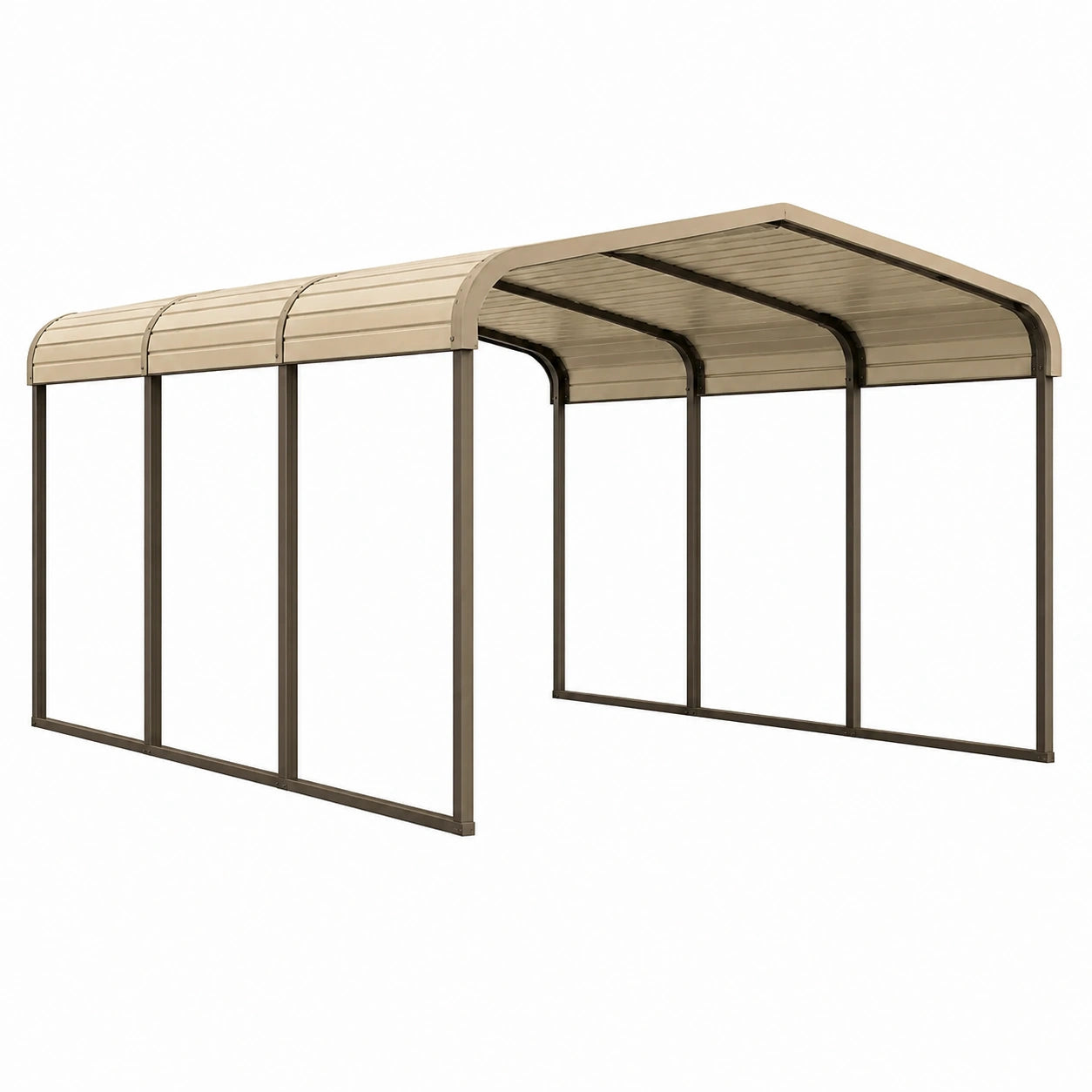 Abri voiture 500 x 300 x 240 cm en aluminium beige et marron avec toit en polycarbonate