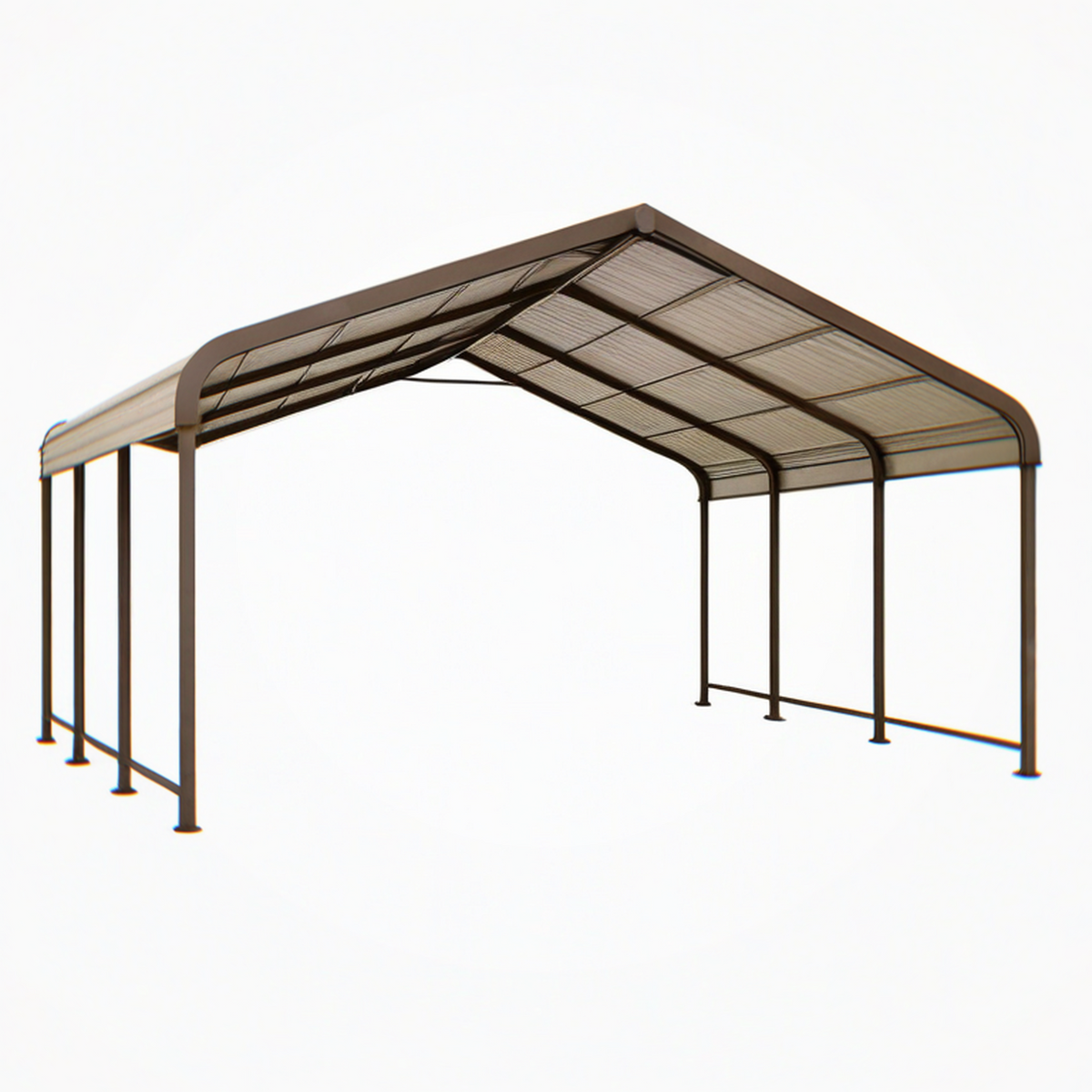 Abri voiture 500 x 300 x 240 cm en acier marron avec toit en polycarbonate pour extérieur