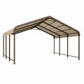 Abri voiture 500 x 300 x 240 cm en acier marron avec toit en polycarbonate pour extérieur