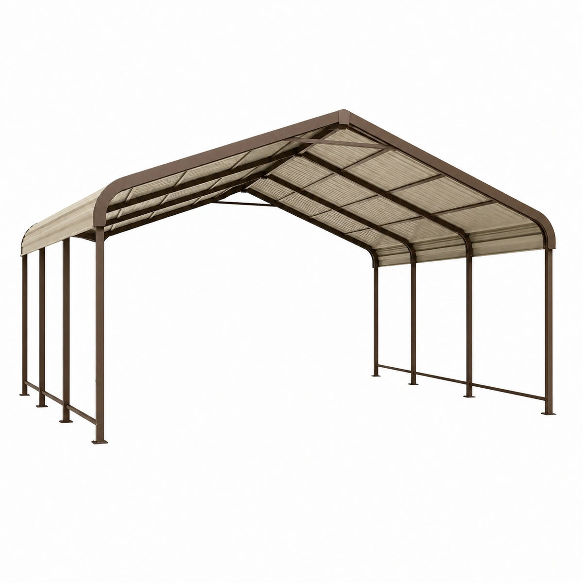 Abri voiture 500 x 300 x 240 cm en acier marron avec toit en polycarbonate pour extérieur