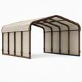 Abri de voiture 600 x 300 x 250 cm acier brun panneaux beige structure arquée extérieure