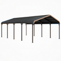 Carport 600 x 300 x 270 cm en acier noir pour abri de véhicule - toiture inclinée