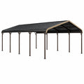 Carport 600 x 300 x 270 cm en acier noir pour abri de véhicule - toiture inclinée