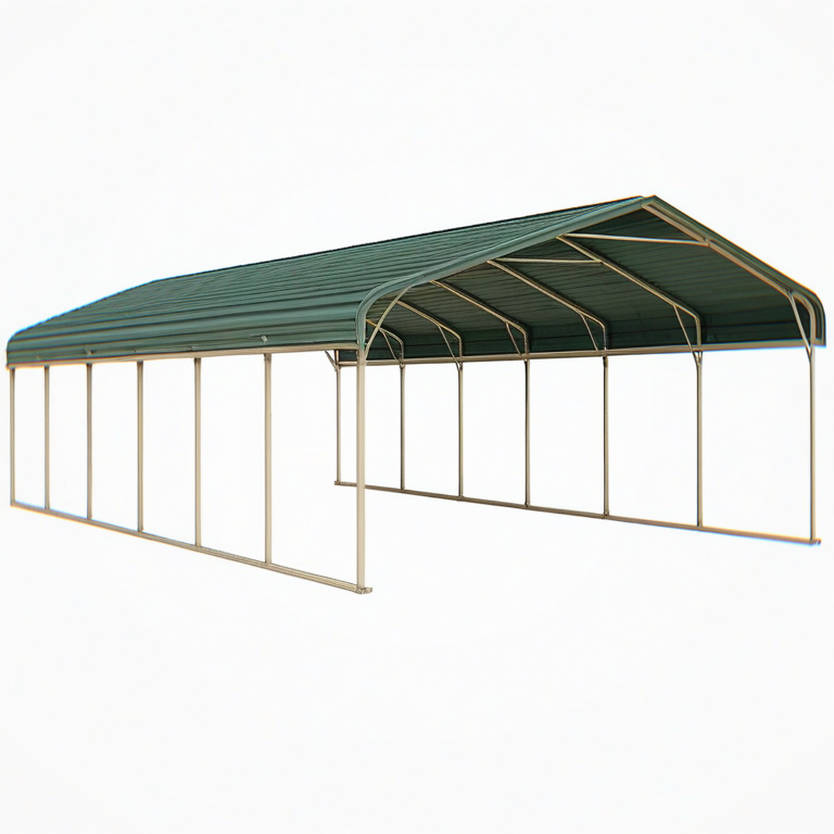 Abri voiture 600 x 300 x 270 cm acier vert toit à deux pentes extérieur