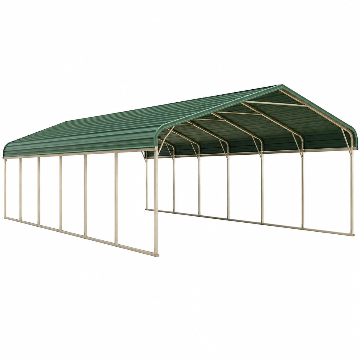 Abri voiture 600 x 300 x 270 cm acier vert toit à deux pentes extérieur