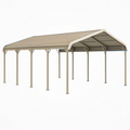 Abri voiture 600 x 300 x 270 cm en métal beige avec toit incliné