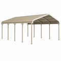Abri voiture 600 x 300 x 270 cm en métal beige avec toit incliné