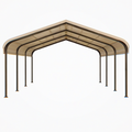 Carport 600 x 300 cm en acier beige et marron avec toit incliné pour extérieur