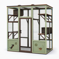 Enclos extérieur pour chat 180 x 90 x 180 cm en bois et grillage vert brun avec plateformes