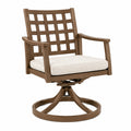 Fauteuil de jardin pivotant 76 x 70 x 100 cm métal brun avec coussin beige tressé