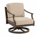Fauteuil de jardin pivotant 76 x 82 x 95 cm en métal et tissu beige marron