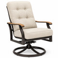 Fauteuil de jardin pivotant 80 x 90 x 100 cm en métal bois et tissu beige style contemporain