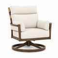 Fauteuil de jardin pivotant 86 x 83 x 94 cm en métal et tissu écru brun