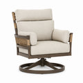 Fauteuil de jardin pivotant 89 x 86 x 94 cm en métal et corde beige style bohème