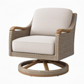 Fauteuil de jardin pivotant 82 x 85 x 98 cm en fibres tressées beige style naturel