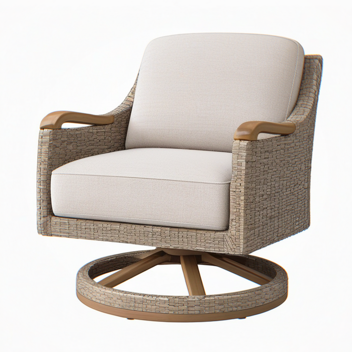 Fauteuil de jardin pivotant 82 x 85 x 98 cm en fibres tressées beige style naturel