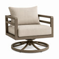 Fauteuil de jardin pivotant 82 x 82 x 85 cm en métal taupe et tissu beige