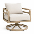 Fauteuil de jardin pivotant 82 x 78 x 88 cm en aluminium beige avec coussins style contemporain