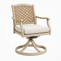 Fauteuil de jardin pivotant 70 x 72 x 92 cm en métal beige avec dossier tressé