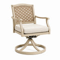 Fauteuil de jardin pivotant 70 x 72 x 92 cm en métal beige avec dossier tressé