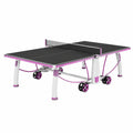 Table de tennis de table pliable 274 x 152.5 cm en acier noir violet avec roulettes