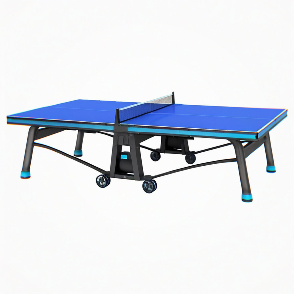 Table de tennis de table 274 x 152.5 x 76 cm bleue en acier pliable avec roulettes