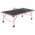 Table de tennis de table 274 x 152.5 x 76 cm acier rose pliante à roulettes