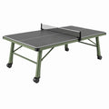 Table de tennis de table 274 x 152.5 x 76 cm en acier vert et noir avec roulettes