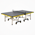 Table de tennis de table 274 x 152.5 x 76 cm noire et jaune pliable sur roulettes