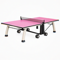 Table de ping-pong 274 x 152.5 x 76 cm rose en métal pliable sur roulettes
