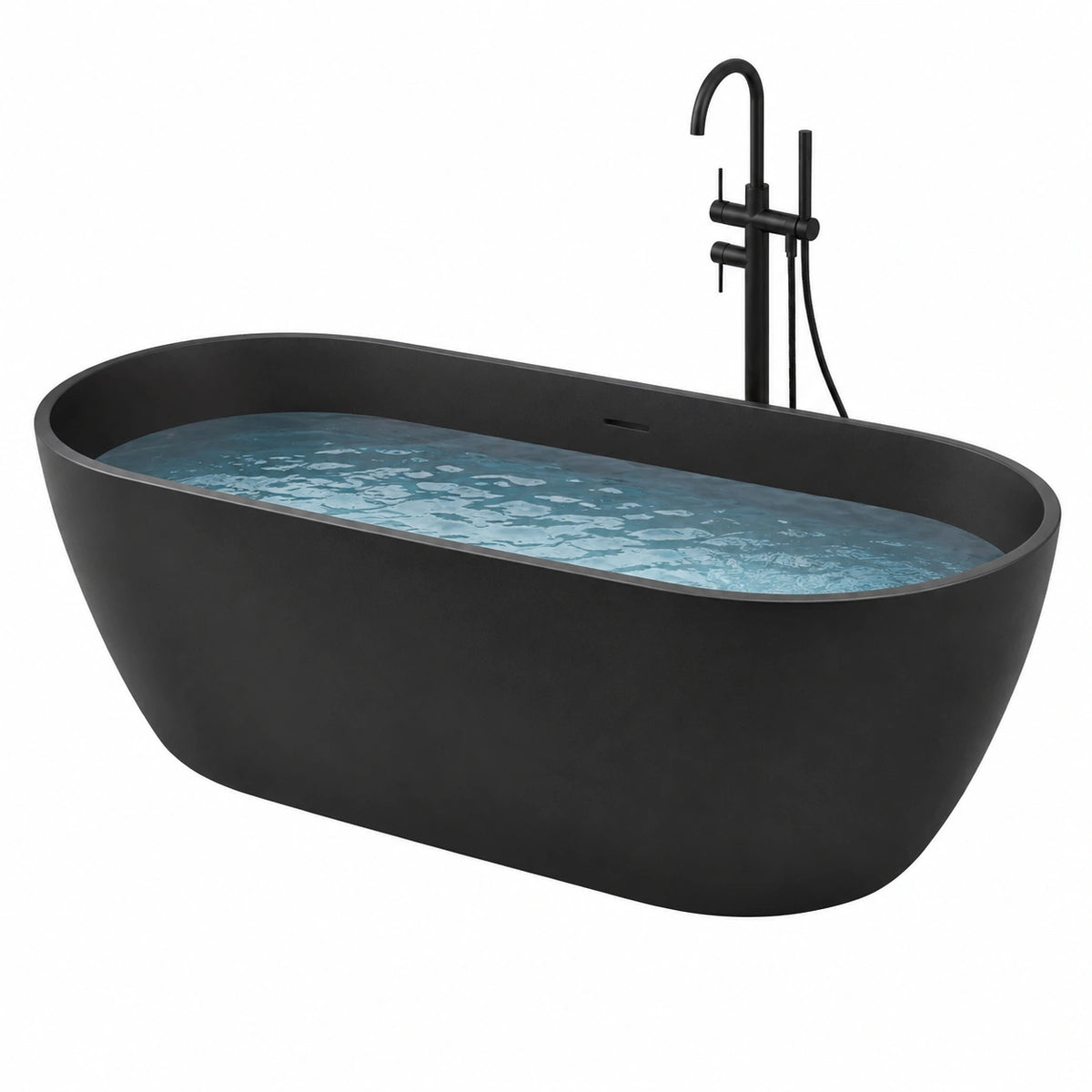 Baignoire îlot 170 x 80 cm en acrylique noire avec robinet sur pied contemporaine