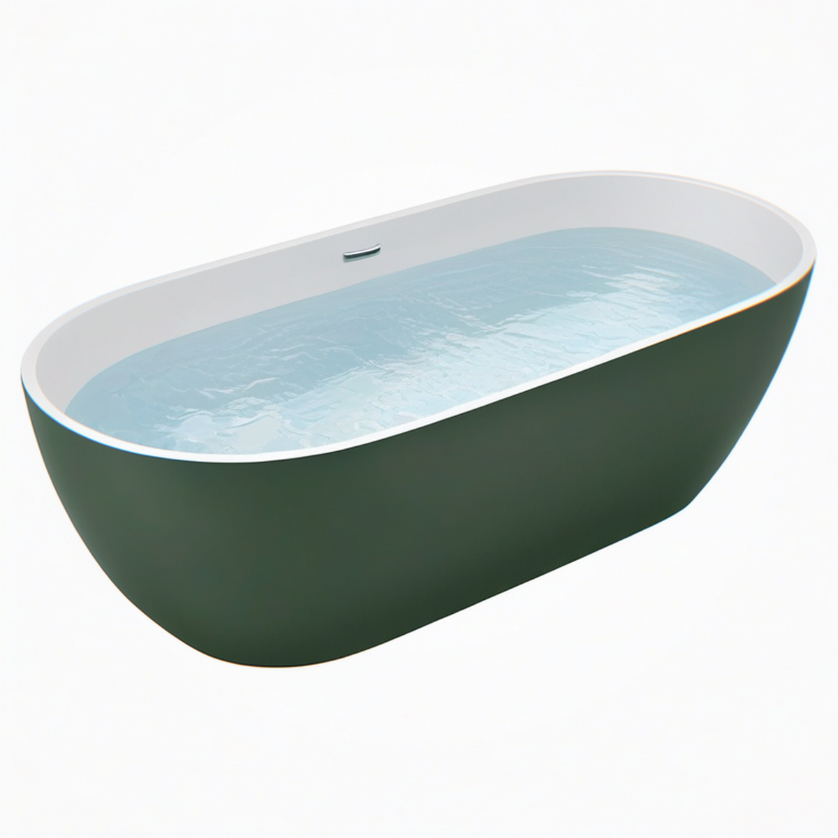 Baignoire îlot 170 x 75 cm en acrylique vert blanc ovale contemporaine
