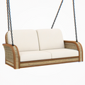 Balancelle suspendue 2 places 150 x 80 x 65 cm en bois naturel avec corde tressée style bohème