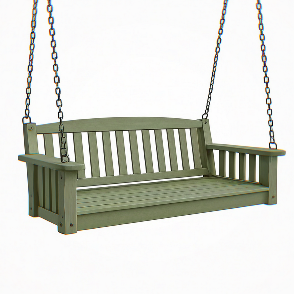 Balancelle de jardin 122 x 66 x 58 cm en bois vert suspendue style classique