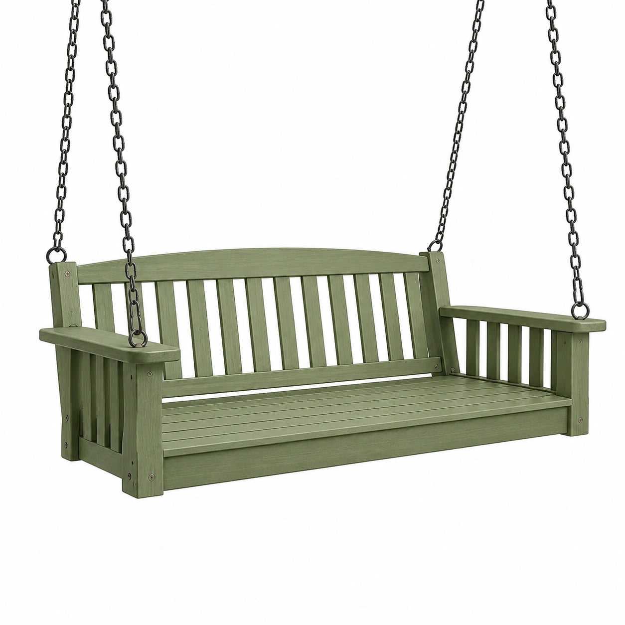 Balancelle de jardin 122 x 66 x 58 cm en bois vert suspendue style classique