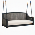 Balancelle de jardin 145 x 75 x 185 cm en bois et tressage gris foncé 2 places