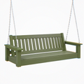 Balancelle de jardin 127 x 65 x 58 cm en bois vert olive avec chaînes - Banc suspendu à dossier