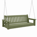 Balancelle de jardin 127 x 65 x 58 cm en bois vert olive avec chaînes - Banc suspendu à dossier