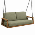 Balancelle suspendue 2 places 130 cm en bois et tissu vert style contemporain