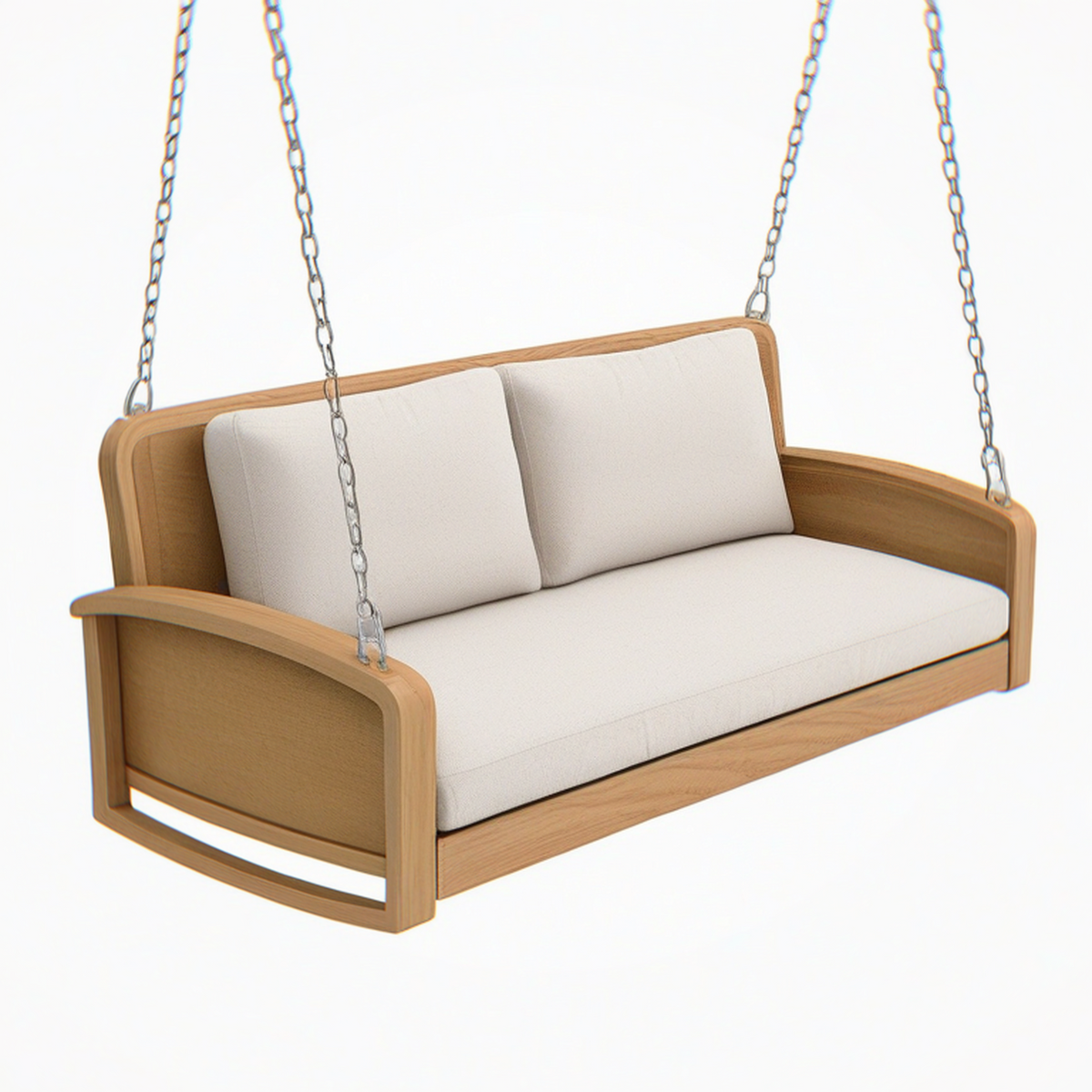 Canapé balancelle suspendu 170 x 75 x 70 cm en bois beige pour terrasse style contemporain