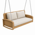 Canapé balancelle suspendu 170 x 75 x 70 cm en bois beige pour terrasse style contemporain