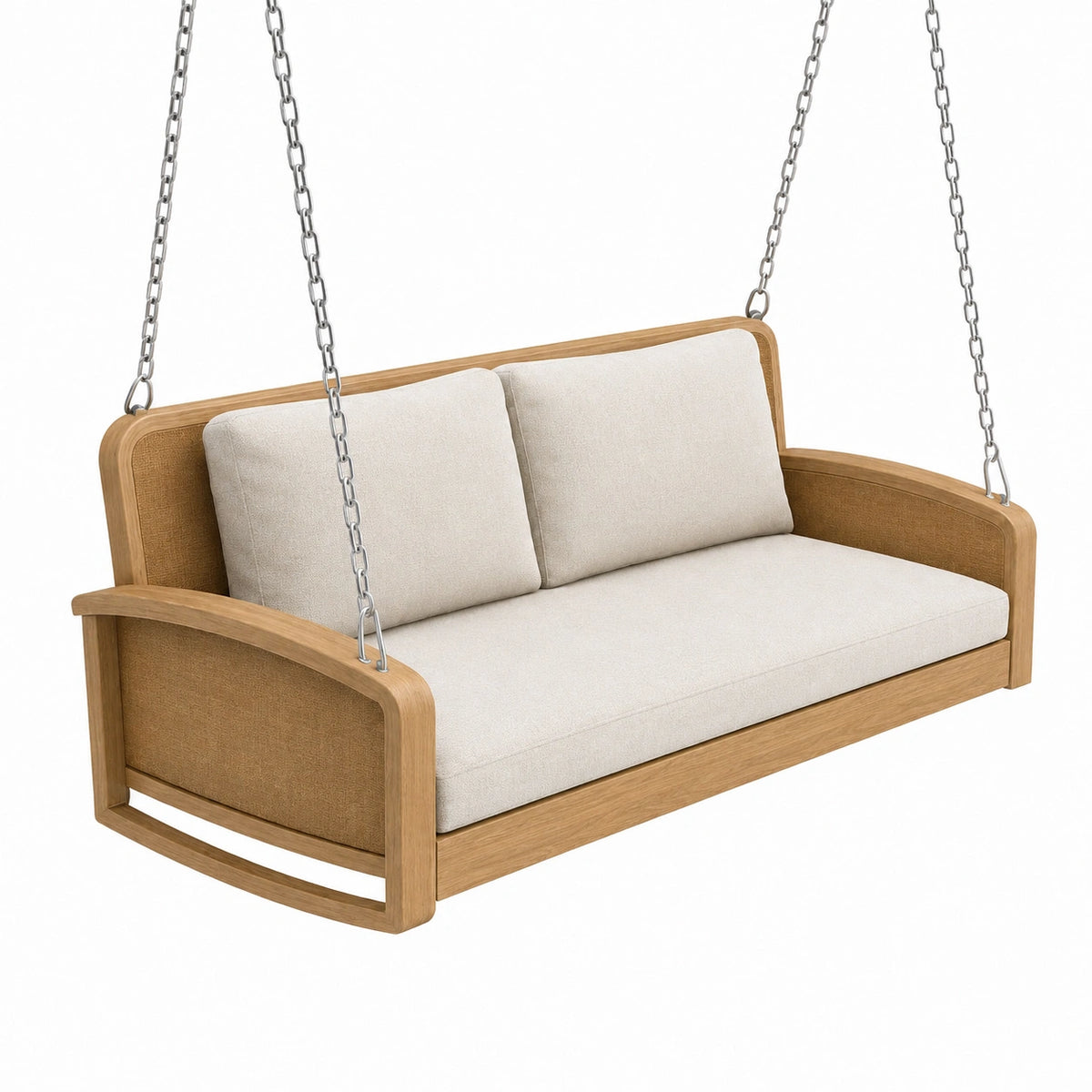 Canapé balancelle suspendu 170 x 75 x 70 cm en bois beige pour terrasse style contemporain